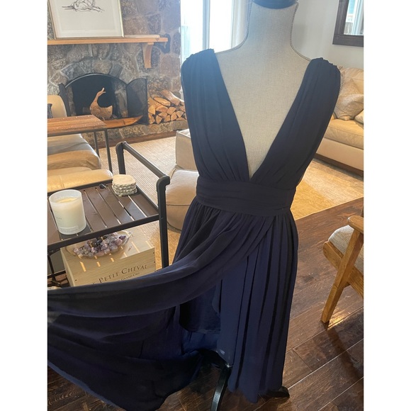 Navy blue sheer evening gown New - Picture 4 of 8